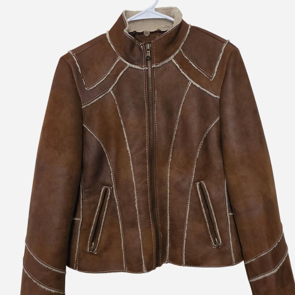 Vintage Guess tan brown faux suede jacket